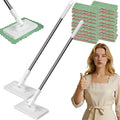Lazy Mop Wet and Dry Automatic Convenient Cloth Changing Mini Mop Magic Cleaning Cloth 6 Zero Touch Mini Clip Mops Disposable Dust Click Mops for Multi Cleaning (White*2)