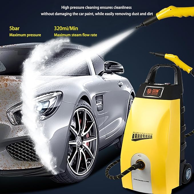 3.5L High - Temp Steam Engine Cleaner: 3000W High - Pressure Multi - Use Steam Washer for Home Car Washing &amp AC Cleaning w/Continuous Steam 6 Accessories &amp 40 - sec Heat - Up.