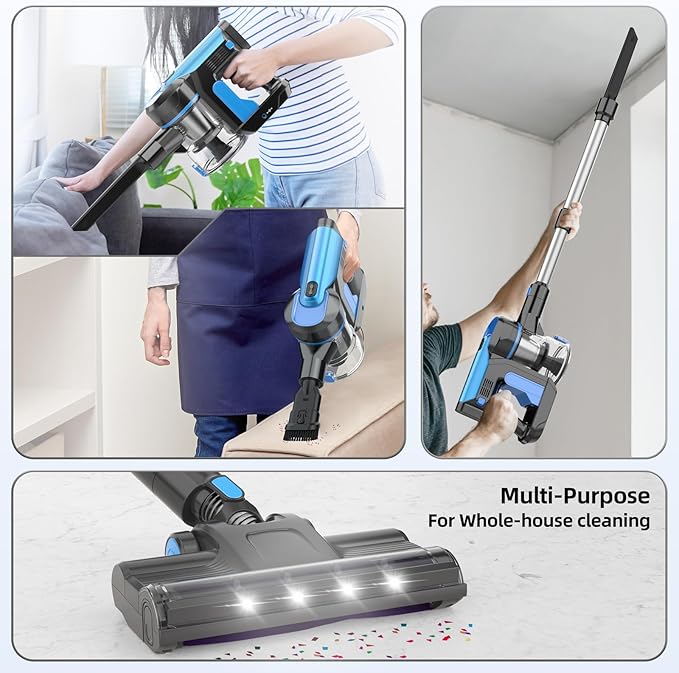 Cordless Vacuum Cleaner 33000pa Stick with Smart LED Display Max 50 Mins Runtime Anti-Tangle Lightweight Handheld for Hard Floor Carpet Pet Hair Home