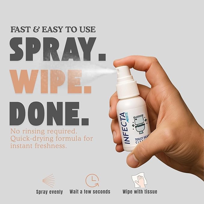 INFECTA WHITE – Toilet Spray Travel Size Multipurpose Cleaning Spray (50 ml) All Purpose Cleaner for Toilet Seats Bathtub Fresh Scent Bathroom Essentials &amp Mini Travel Toiletries (Pack of 3)