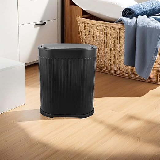 BESPORTBLE Bathroom Trash Can with Odor-Sealing Press Top Lid Narrow Slot Plastic Garbage Bin for Toilet Bedroom Living Space-Saving Stylish Wastebasket for Compact Areas