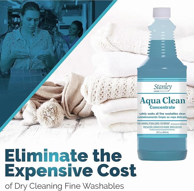 Stanley Home Products Aqua Clean Concentrate - Delicate Laundry Detergent - Gentle Formula Effectively Cleans Tough Stains in Minutes Protects Fine Wool Knits and Other Fabrics Wash Up to 64 Loads (Pa