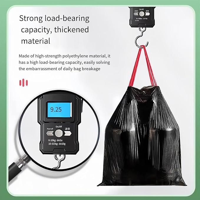 Drawstring Trash Bags 5 Roll 75 Count17.72 x 19.69 inches Heavy Duty Garbage Bags Multipurpose Trash Liners for Home Kitchen Outdoor Use (Black 17.72 x 19.69 inches)