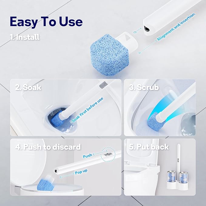 8 Pack Pumice Stone Toilet Bowl Set with 18 in Extra Long HandleWhite Holder CasePumice Stone for Cleaning for Cleaning Toilets Bathtubs Grills Swimming Pools Sinks