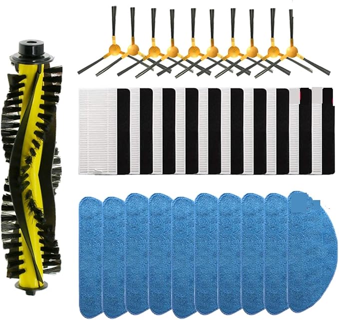 BeNtli Vacuum Cleaner Accessory Replacement PartMain Side BrushHepa FilterMop ClothCompatible for Mamibot Exvac660 / 650 (Color : Set N)