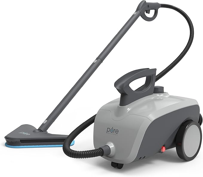 Pure Enrichment PureClean XL Rolling Steam Cleaner – Professional 1.5L Multi-Purpose Heavy Duty Steamer 17 Accessories Chemical-Free Deep Cleaning of Floors Upholstery Windows Grout Cars &amp M