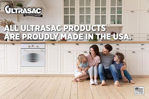 Ultrasac 13 Gallon 0.6 MIL White Tall Kitchen Garbage Bags with Flap Tie - 24 x 28 - Pack of 100 - for Home Kitchen Office Commercial &amp Industrial
