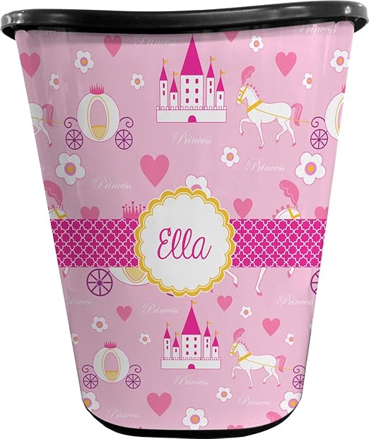 Personalized Princess Carriage Waste Basket - Double Sided (Black)