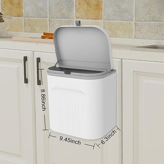 Naisu 3 Pack 1.12 Gallon Kitchen Garbage Bin for Counter Top or Under Sink Stick on the WallHanging Small Trash Can with lid for Cupboard/Bathroom/Bedroom/Office(White)