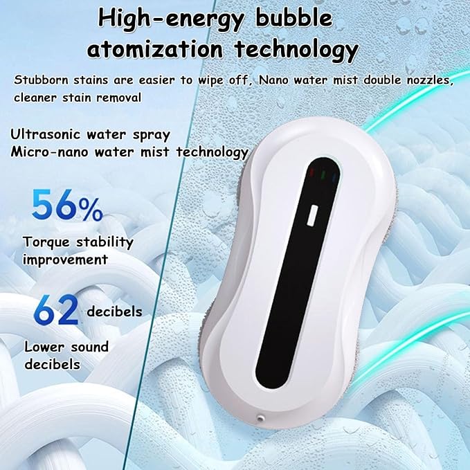 Smart Robot Window Cleaner 5600Pa High-Powered Glass Cleaning Robot with Dual Water Spray Remote Control Magnetic Design for Indoor/Outdoor Use