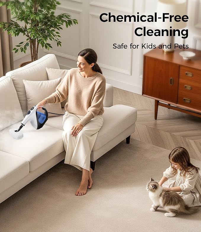 Handheld Steam Cleaner for Home 3s Instant Heat-Up No Need to Wait Upgrade 2 LB Light Weight Easy Refill Portable Steamer Cleaner for Furniture Couch Grout Walls Kitchenware Cleaning