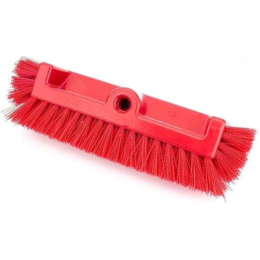 SPARTA Multi-Level Tile Scrub Brush 12 Wide Brush Head Heavy-Duty Tile Cleaning Brush with End Bristles for Commercial Tiles Tubs and Floor Plastic 12 Inches Red