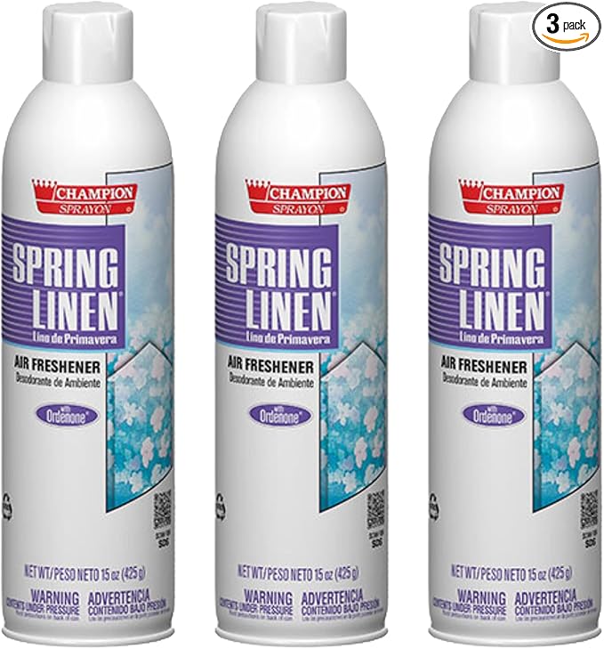 Champion Sprayon Water-Based Air Freshener Spray 14 oz Odor Control Room Freshener Fresh Linen (3 Pack)