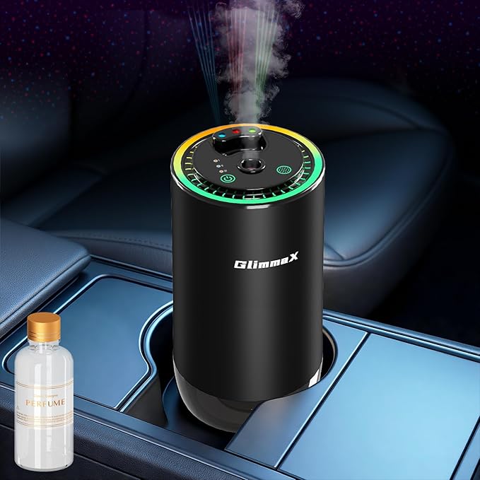 Smart Car Air Freshener Diffuser with Starry Sky Projection and 50ml Perfume Auto On/Off Intelligent 3 Adjustable Spray Modes Rechargeable Car Aroma Diffuser Cologne