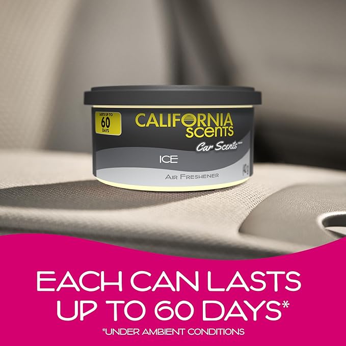 California Scents Can Air Freshener and Odor Neutralizer Set of 12 Spillproof Cans for Home and Car Assorted Scents 1.5 Oz Each (Packaging May Vary)