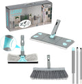 3-in-1 Detachable Broom and Mop Set Combo for House Cleaning Collapsible Broom and Mop for RV Camping Home Dorm Extension Pole Window Squeegee Grey