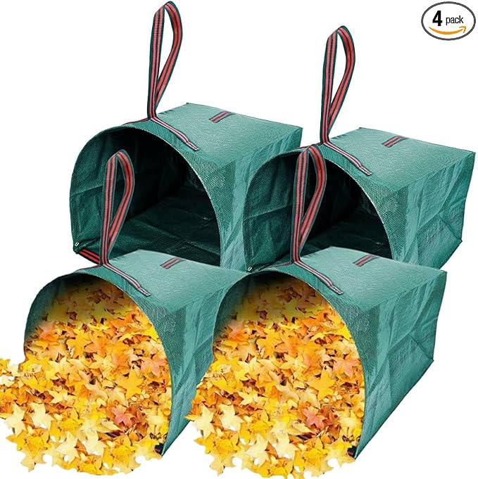 72 gallon Leaf Collector bags4-Pack Yard Waste BagsLarge Dustpan-Type Lawn Bags Leaf Bags for leaf vacuum Yard DebrisGrass ClippingsCollapsible Trash Can for PartiesLaundryCamping