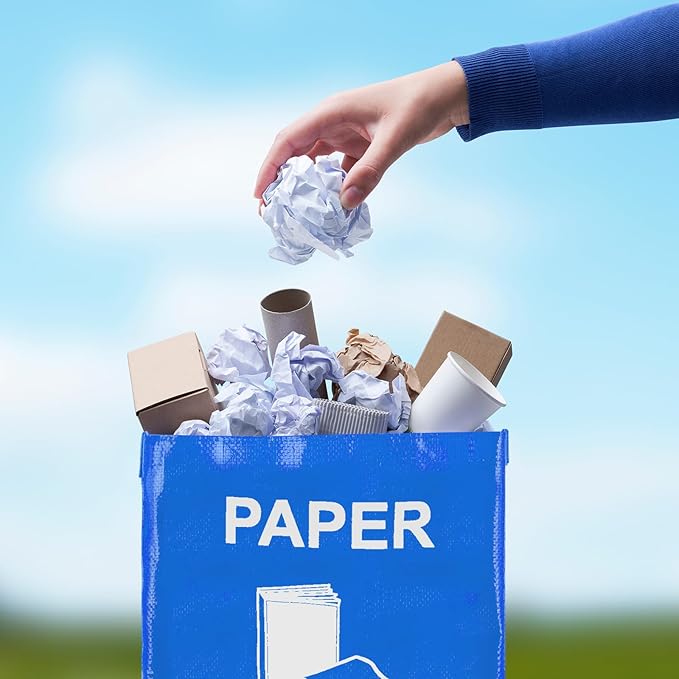4 Pcs Recycling Bin Bags Separate Recycle Bin Waterproof Waste Baskets Recyclable Waste Trash Sorting Organizer for Home Office Kitchen Battery Can Paper Plastic and Glass