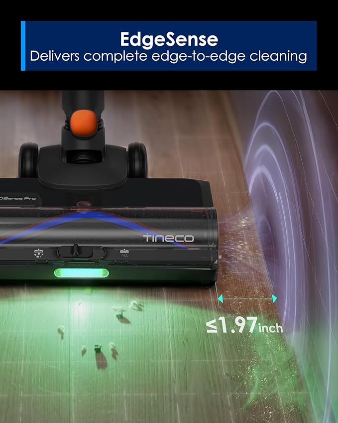 Tineco Pure ONE S70 Cordless Vacuum Cleaner 200AW Powerful Suction 3D Sense Pro Cleaning System 6-Stage Filtration with 95min Runtime Zero Tangle Brush with 180° Foldable Tube (Blue&ampOrange)