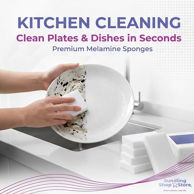 Melamine Sponge- Cleaning Pads 120 Count High Density Scratch Free Sponges (3.93in X 2.36in X 0.78in) for Kitchen Bathroom Tiles Walls &amp Multi-Surface Cleaning