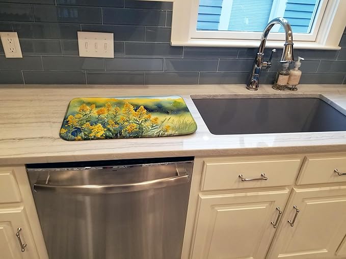 Caroline's Treasures DAC1681DDM Nebraska Goldenrod in Watercolor Dish Drying Mat Absorbent Dish Drying Mat Pad for Kitchen Counter Dish Drainer Mat for Countertop 14 x 21 Multicolor