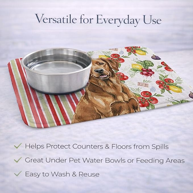 Caroline's Treasures Chesapeake Bay Retriever Vegetables Dish Drying Mat Absorbent Dish Drying Mat Pad for Kitchen Counter Dish Drainer Mat for Countertop 14 x 21 Multicolor