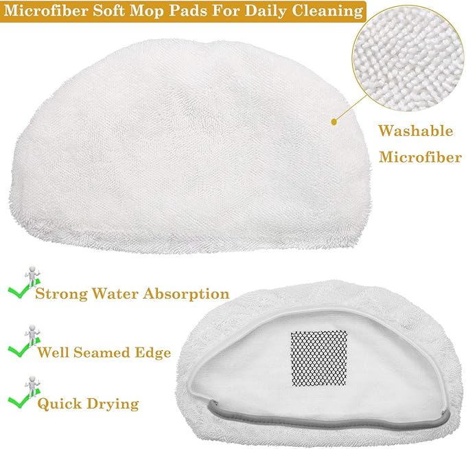 8 Pack Replacement Steam Mop Pads for Bissell Powerfresh Steam Mop 1940 1440 1544 1806 2075 Series Model 19402 19404 19408 19409 1940a 1940f 1940q 1940t 1940w B0006 B0017 Washable Cleaning Pads