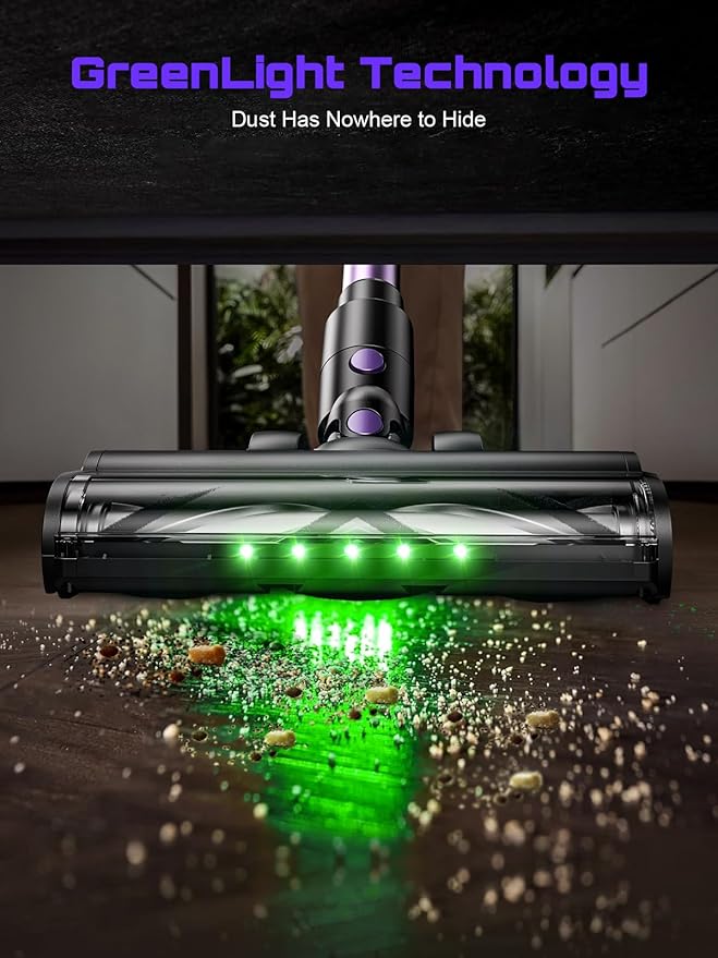 Cordless Vacuum Cleaner 45KPA /10-in-1 Stick Vacuum with 29-inch Hose 45Mins Runtime Vacuum Cleaners for Home Anti-Tangle Brush Lightweight Rechargeable Vacuum for Hardwood Floor (Purple)