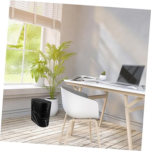 Happyyami Slim Marble Trash Can Compact Plastic Wastebasket with Lid for Bathroom Kitchen Office Bedroom Stylish Narrow Garbage Bin for Efficient Space Utilization