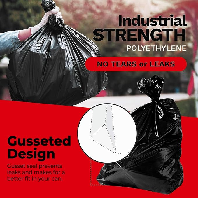 ToughBag 30-33 Gallon Heavy Duty Trash Bags (100 Count) – 33x39 Large Can Liners – Made in USA