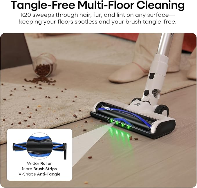 ElecKeys Cordless Vacuum Cleaner 580W 48KPA 65Mins Vacuum Cleaners for Home Self-Standing Anti-Tangle Vacuum with LED Display Rechargeable Lightweight Cordless Vacuum for Floors/Pet Hair/Carpets