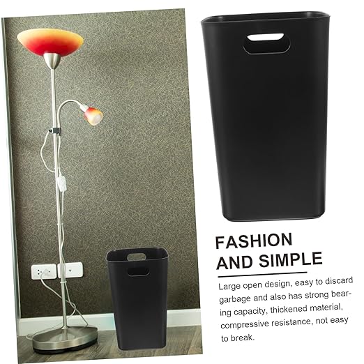 PRETYZOOM Practical Black Kitchen Trash Can Wastebasket for Bathroom Bedroom Office and Living Room Sturdy Design for Everyday Use