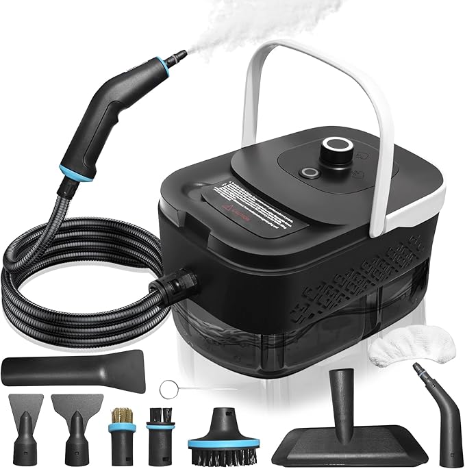 Steam Cleaner Steamer for Cleaning 2500W Pressurized Steam Cleaner with 12 Attachments Portable Steamer Cleaner for Home Car Kitchen Bathroom Furniture Tile Grout (White)