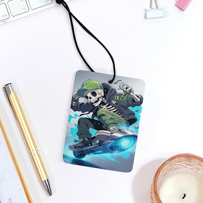 5PCS Car Air Freshener Hanging Personalized Double Sided Skull Skater Car Fresheners Long Lasting New Cars Scents Cute Automotive Freshies for Closets Drawers (tea)