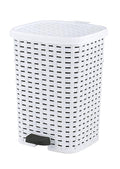 Superio Small Outdoor Trash Can with Lid for Dog Poop 3 Gallon/12 L Mini Plastic Garbage Can with Foot Pedal for Bathroom Bedroom Office Patio Wicker White
