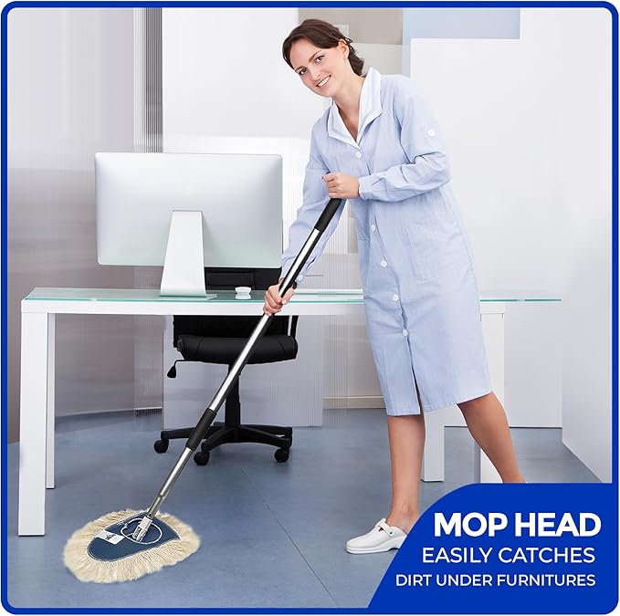 Nine Forty Heavy Duty Industrial-Strength Cotton Wedge Dust Mop Head - Home &amp Commercial Hardwood Floor Cleaning - Designed for High-Performance Janitorial &amp Housekeeping Tasks
