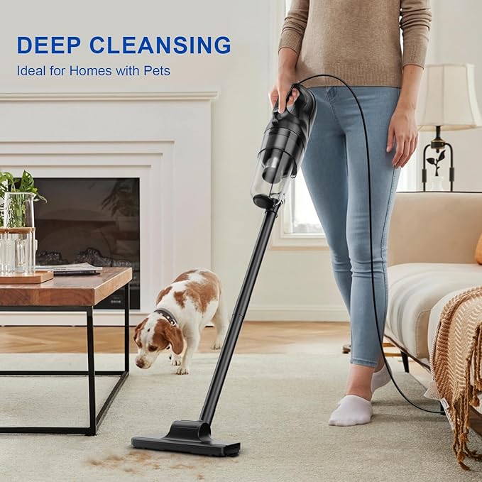 SOWTECH Corded Vacuum Cleaner for Home Hard Floor Stick Vacuum with 23Ft Long Cord Powerful Suction Lightweight Vacuum for Hardwood Floors