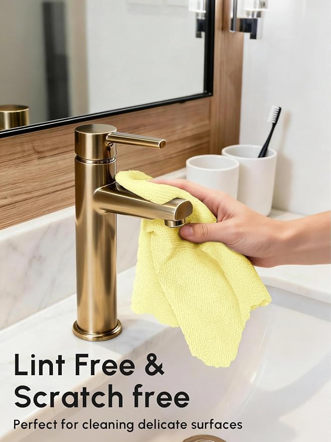 Microfiber Cleaning Cloths Roll 75 Pack Tear Away Microfiber Towels Roll 12 x 12 Lint Free Rags Reusable Cleaning Cloths Washable Scratch FreeUltra Absorbent Dish Rags(Yellow)