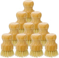 12 Pcs Bamboo Dish Scrub Brushes with Natural Sisal Bristles for Cleaning Pots Pans Dishes Sink 3.14x2.17 Inches