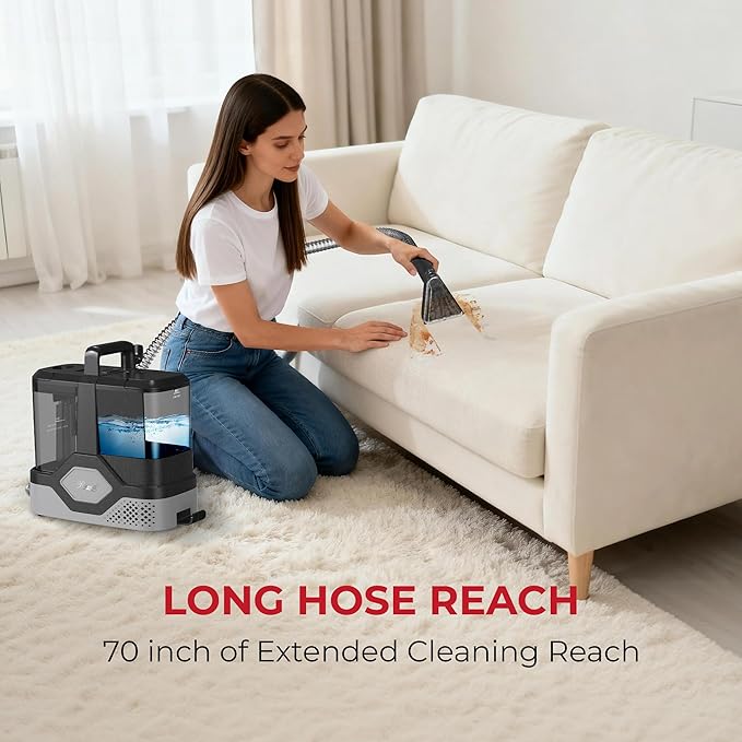 Rosewill Multi-Purpose Portable Carpet and Upholstery Cleaner Powerful Suction 18 KPa Spot Cleaner 600W Motor Car and Auto Detailer Stain/Spot Remover Versatile Use: Carpet Sofa Pet Hair