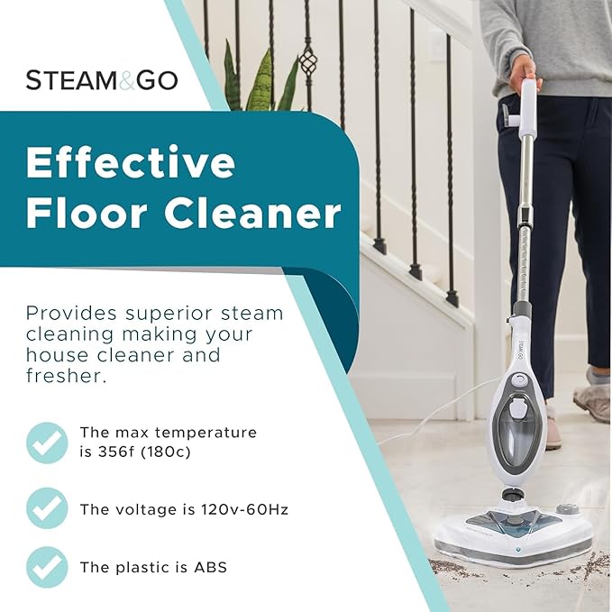 Steam and Go The Housekeeper 10-in-1 Steam Cleaner Demineralized Water 32oz &amp Multi-Purpose Cleaner 32oz Bundle - Cleans Floors Carpet Upholstery &amp Surface - Eucalyptus Mint Scent - Odor El