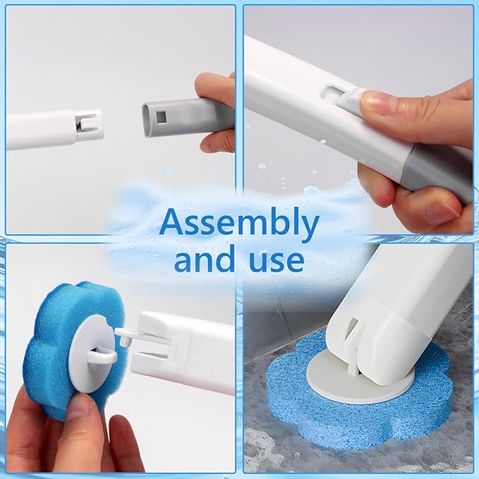 2 Pack Disposable Toilet Bowl Cleaner Wand and Holder Set Toilet Brush Disposable with 48 Cleaner Refills Extended Handle for Toilet Bowl Cleaners Disposable Bathroom Cleaning Bathtub