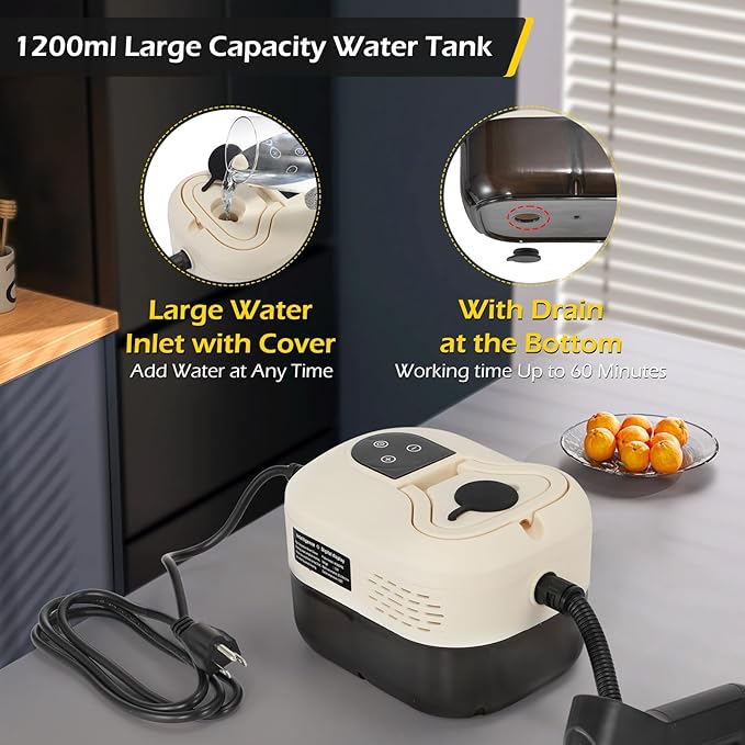 Dyna-Living Steam Cleaner 1500W Handheld Steamer for Cleaning Portable Car Steamer Cleaner 221℉ High-Temp Steamer Cleaner for Home Intelligent Touch Panel &amp Spray Gun Control