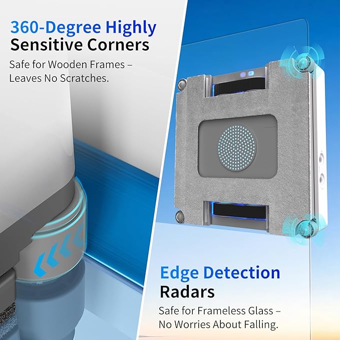 Window Cleaning Robot9000Pa Sauction &amp 75N Cleaning Force with 4 Water Spray Support 5 Cleaning Modes &amp Remote ControlWindow Cleaner Robot for Wet Cleaning Frame &amp Frameless Windows &amp