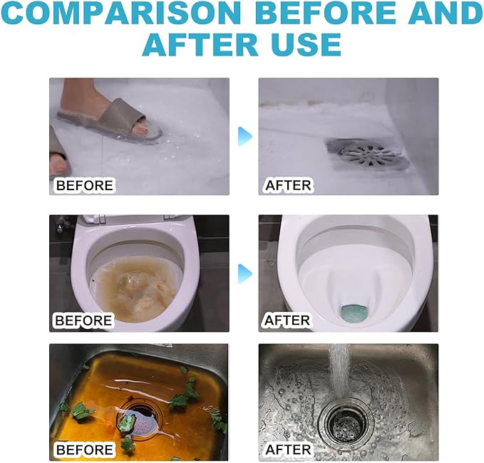 Professional Drain Cleaner - Unclog Kitchen Sink Toilet Bathroom Drain Remove Odor Safe for Pipes(10PCS)