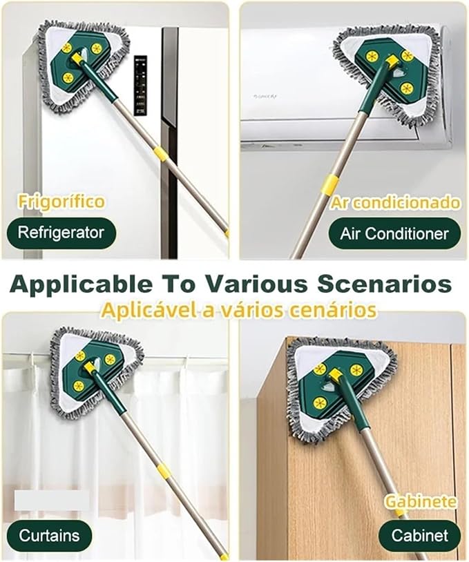 Washing Glass Ceiling Car wash Cleaning Squeegee Kitchen Wall Flat Mop Windows Telescopic Wiper Brush with Chenille Triangle