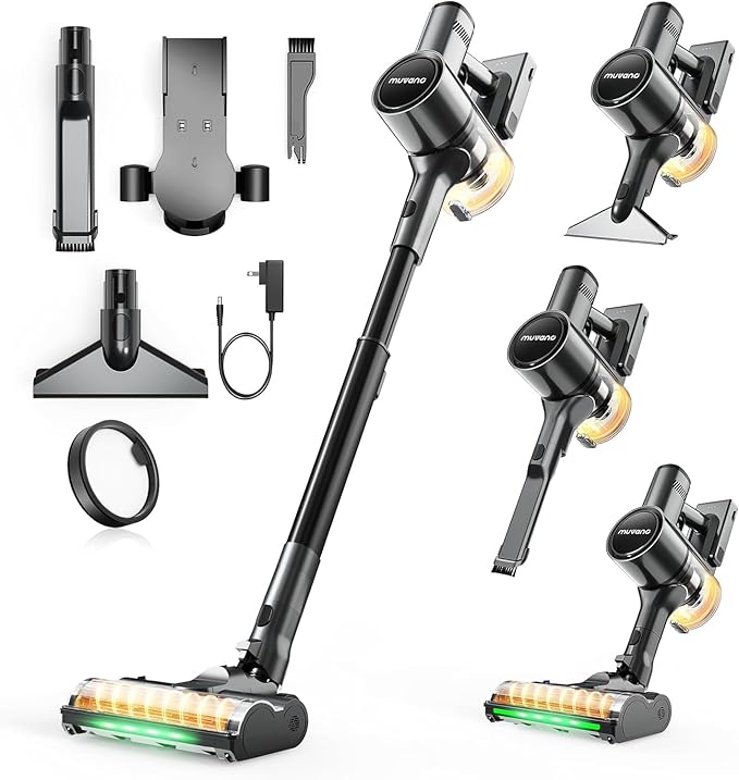 Cordless Vacuum Cleaners for Home G26 Vacuum Cleaner 45KPA Powerful Suction Up to 60 Minutes Tangle-Resistant Rechargeable Stick Vac with Wall Mount for Pet Hair Hardwood Floors