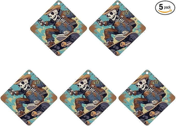 5PCS Car Air Freshener Hanging Personalized Double Sided Skull Cowboy Car Fresheners Long Lasting New Cars Scents Cute Automotive Freshies for Closets Drawers (tea)