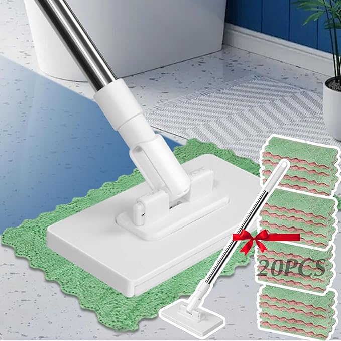 Clip to Grip Mop360 Swivel Floor Cleaner for Hardwood &amp Tile Hands-Free One-Button Release Use Any Cloth or Towel Wet &amp Dry Cleaning