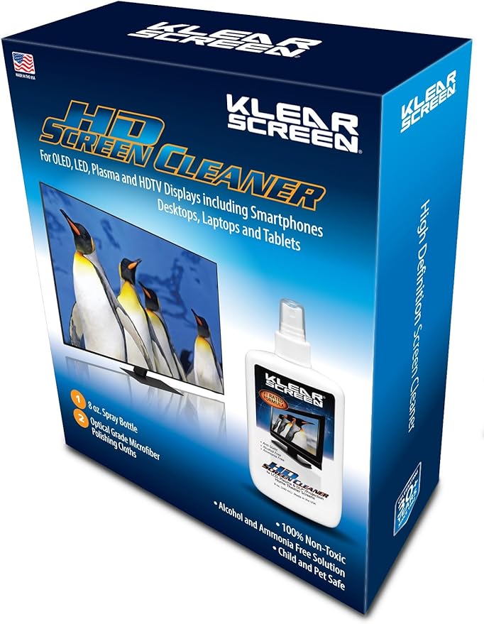Electronic Cleaner Kit for iPhones and LED TVs - 8 oz. Spray Bottle Large Microfiber Chamois Cloth and Large Microfiber Terry Cloth for Crystal-Clear Screens and Brilliant Displays
